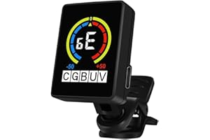 SSLLRETU Rechargeable Guitar Tuner, Clip on Tuner with Guitar Bass Ukulele Violin Chromatic Tuning Modes, Black