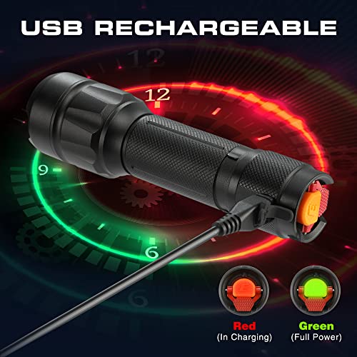 EverBrite LED Tactical Flashlight, Rechargeable Flashlight with Lanyard and Clip, 750 Lumens, IP44 Waterproof, 5 modes, Lightweight but Powerful Battery Life, for Camping Hiking, Emergency & EDC