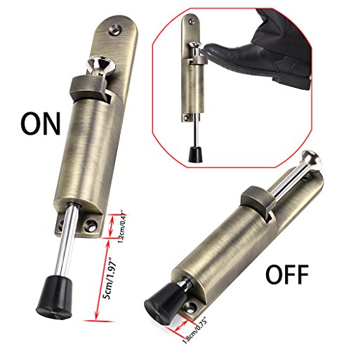 Sumnacon Kickdown Door Stops, Stainless Steel Easy Step Door Stopper, Spring Loaded Telescopic Step On/Off Door Stopper, Adjustable Heavy Duty Door Locks Holder Stop/Release by Foot (Green Bronze) - Thumbnail 4