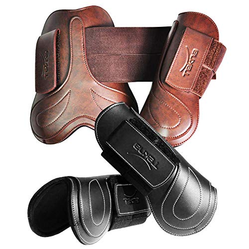 Tekna Velcro Double Hook and Loop Closure Open Front Jumping Horse Boots, Black, Medium (Horse)
