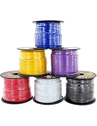 Paquete de 6 rollos de alambre primario de calibre 16, 100 pies por rollo (600 pies en total) para coches, altavoces, amplificador de audio, modelo remoto de tren, cableado de luz LED