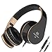 Sound Intone Headphones, Cute Headphones with Microphone and In Line Volume Control for Kids, Adjustable Foldable Headset with Perfect Sound for Iphone and Android Devices (Black Gold)