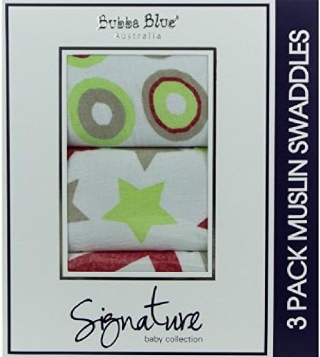 Bubba Blue Infant SIGNATURE 3 PACK MUSLIN SWADDLES Cotton 120 x 120cm by Bubba Blue Australia