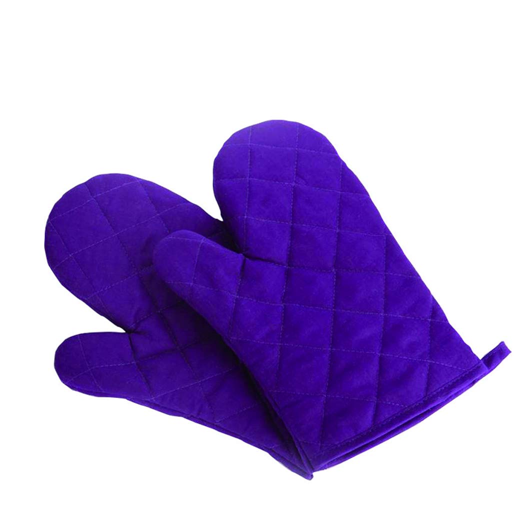 Oven Baking Gloves Thick Heat Resistant Insulation Heat Proof Cotton Oven Glove Pot Holder Cooking Mitts Kitchen Essential 1 Pair NewPurple