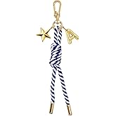 Nautical Knot Bag Charm Initial Keychain Gold Letter Charms Keyring for Women Handbag Backpack