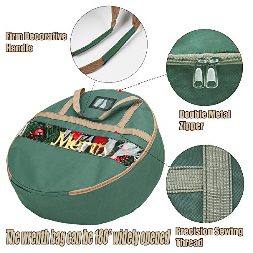 ONWAY Christmas Wreath Storage Bag With Clean Window And Transparent Card Slot for Labeling