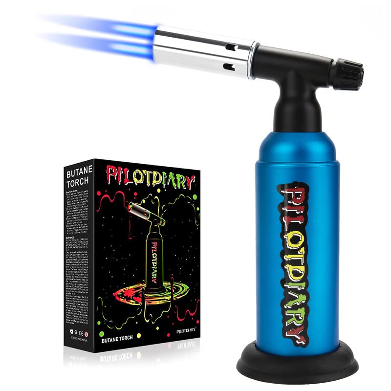 PILOTDIARY Butane Torch, Refillable Big Industrial Butane Torch, Dual Nozzle Strong Firepower