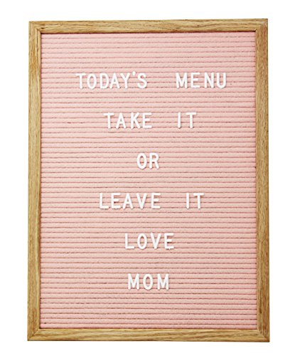 12 x 16 Changeable Letter Board - Pink Felt With Solid Oak Frame, Wall Mount, Canvas Bag, and 290 Characters - by Executive Office Solutions