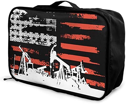 Oilfield Patriotic Flag Portable Luggage Bag Travel Bag Backpack