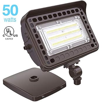 HYPERLITE 50W LED Flood Light 6,000LM 5000K Knuckle Mount,with Base for Wall Mount IP65 Waterproof Super Bright LED Security Light for Outdoor Gardens Backyards Garage Driveway UL Qualified