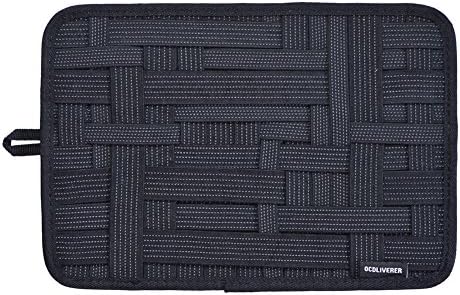 OCDLIVERER Grid Electronics Organizer Board, 12 x 8 in, with Upgraded Elastic for Backpack Organizer, Desktop IT Organizer, Travel Gear Organizer with Slider Back Pocket (Medium, Black)