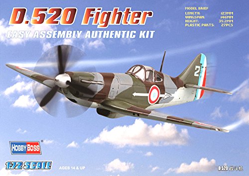 Hobby Boss D.520 Fighter Airplane Model Building Kit, 1/72 Scale