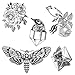 Tattify Hand Drawn Nature Temporary Tattoos - Pearlescent (Set of 10 Tattoos - 2 of each Style) - Individual Styles Available - Fashionable Temporary Tattoos
