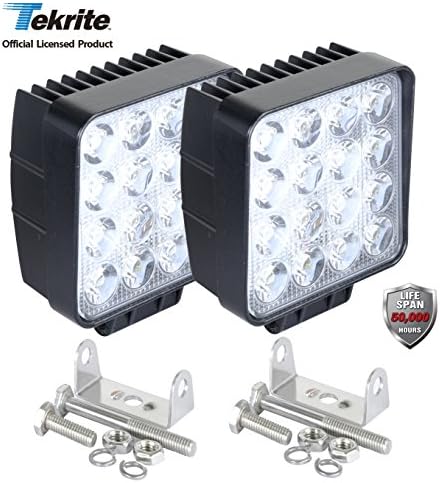 Tekrite LED FLOOD Beam Worklight 10-30V 48W 2Pcs Waterproof for Off-road Van ATV SUV Jeep Boat Driving Lamp (LED FLOOD Beam)