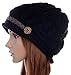 Senchanting Women's Winter Snowboarding Knit Snow Warm Hat Beanie Crochet Cap (Button Black)