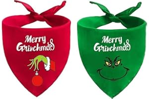 Grinchs Bandanas for Dog Costume Accessories Christmas Dog Bandanas Puppy Scarf Xmas Holiday Party Birthday Dog Outfits
