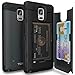 TORU CX PRO Compatible with Samsung Galaxy Note 4 Case - Protective Dual Layer Wallet with Hidden Card Holder + ID Card Slot Hard Cover & Mirror - Metal Slate