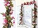 Lannu 2 Pack Artificial Rose Vine Flowers Fake Garland Ivy Flowers Silk Hanging Garland Plants for Home Wedding Party Decorations, (Red & Pink)