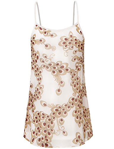 Lotusmile Womens Loose Casual Summer Pleated Flowy Sleeveless Camisole Tank Tops (Small, White Beige)