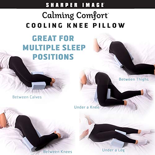 Calming Comfort Cooling Knee Pillow by Sharper Image- Memory Foam with Cooling Gel- Helps Side Sleepers Align Spine - Thumbnail 4