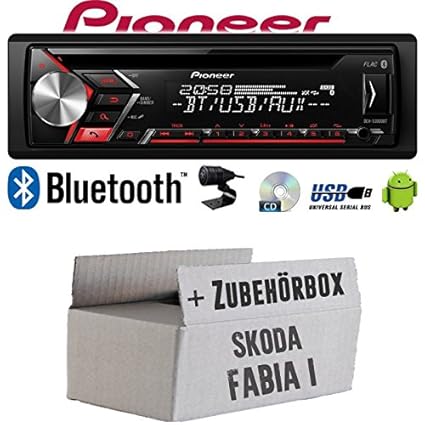 Autoradio Radio Pioneer DEH-S3000BT - Bluetooth | CD | MP3 | USB | Android Einbauzubehör - Einbauset für Skoda Fabia 1 - JUST