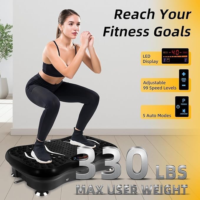 Last page® Vibration Plate Exercise Machine， Vibration Platform for Weight Loss Body Shaping Fat Burning Home Fitness Equipment ，Lymphatic Drainage Balance Training ，Leg Arm Core Workout Gym Use