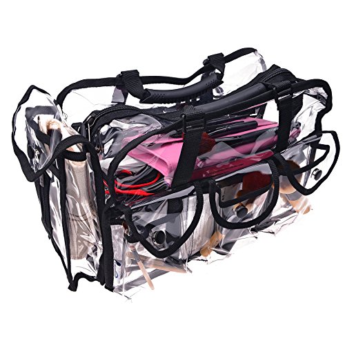 SHANY Cosmetics Clear Makeup Bag, Pro Mua Round Bag with Shoulder Strap, Large