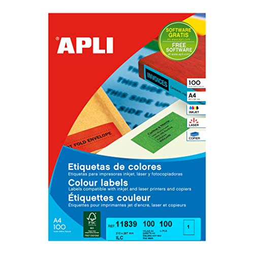 APLI 11839 permanente blauwe etiketten 210,0 x 297,0 mm 100 vellen