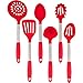 Culinary Couture 6-Piece Stainless Steel & Silicone Kitchen Utensils Set, Silicone Cooking Utensils, Heat Resistant Kitchen Cooking Utensils Set, Red