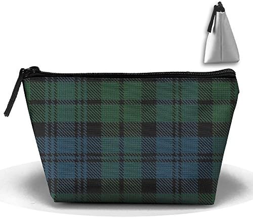 Tartans Plaid Portable Trapezoid Cosmetic Pouch Graphic Accessory Bag For Women
