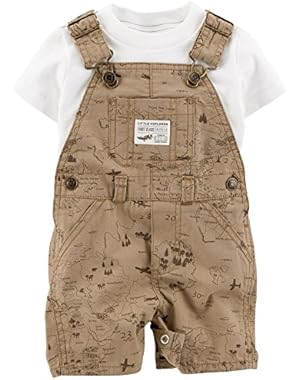 Baby Boys 2-Piece Tee & Khaki Shortall Set Little Explorer