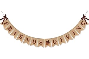 SWYOUN Burlap Friendsgiving Banner with Bowknot Thanksgiving Friends Party Supplies Bunting Garland Decoration