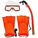 Herbalcandybox Children Kids Swimming Diving Snorkel Breathing Tube Fins Scuba Eyeglasses Set,Orange