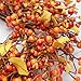 VGIA 22 inch Artificial Fall Wreath Berry Wreath Fall Maple Leaf Wreath for Front Door Fall Decorations