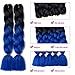 Lady Corner Ombre Braiding Hair 24inch Jumbo Braids High Temperature Fiber Synthetic Hair Extension 5pcs/Lot 100g/pc for Twist Braiding Hair (24inch(Pack of 5), Black- Diamond Blue)