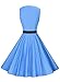 Anni Coco Women's 1950s Hepburn Vintage Swing Dresses With Ribbon Belt Blue & Small White Polka Dots Small