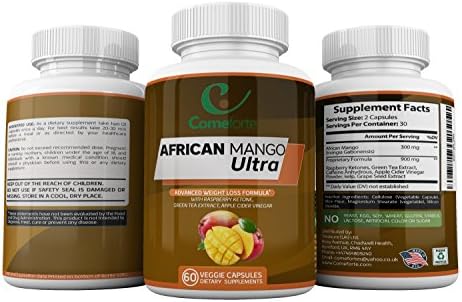 African Mango Ultra – To Support Weight Loss, Reduction in Hip &amp; Waist Circumference – With Raspberry Ketones, Green Coffee Bean Extract, Apple Cider Vinegar – For Women and Men - 60 Capsules