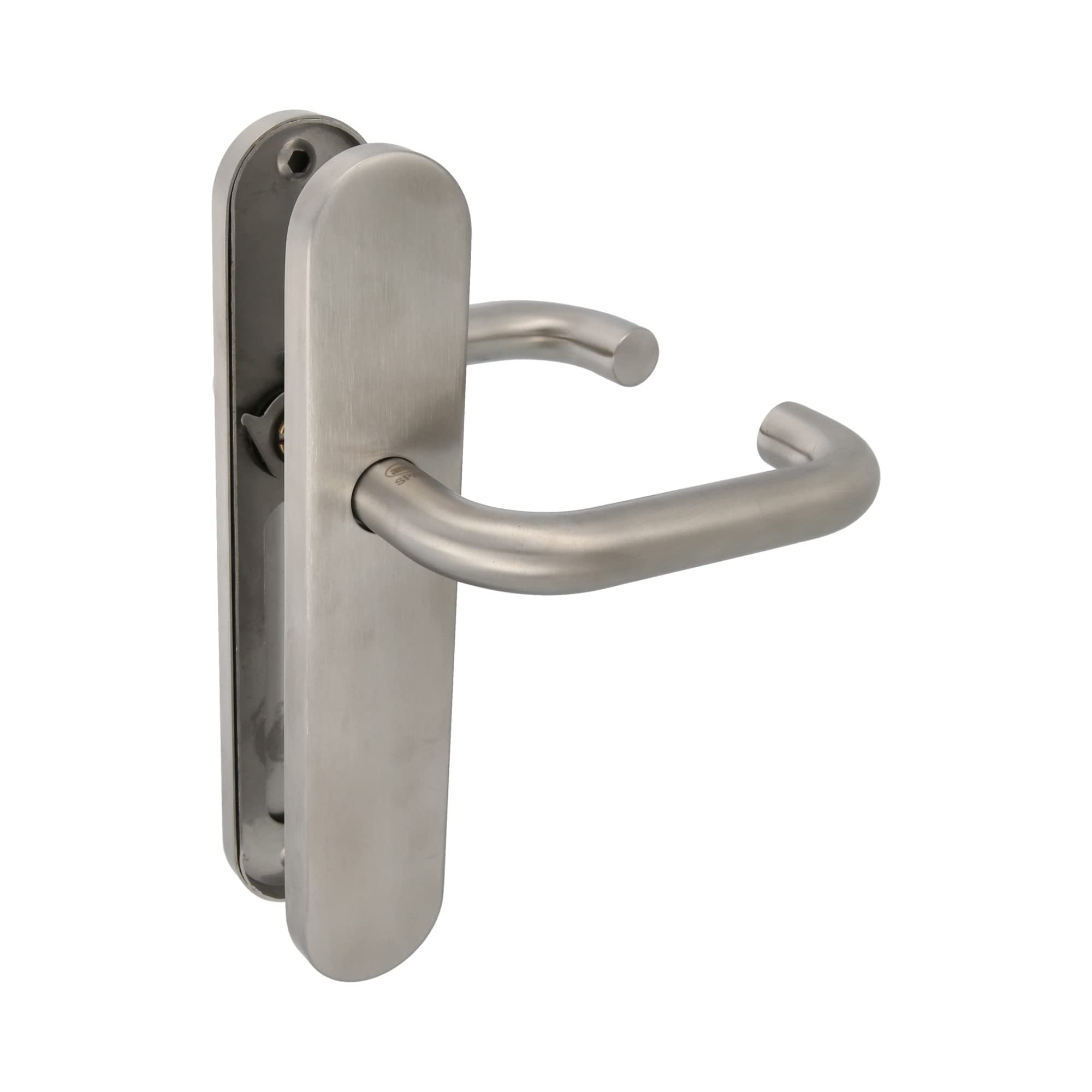 Amig - Set of Handles with Plate for Doors - Mod. 3PX - 139 x Ø19 mm - Square 8 mm - Elegant and Simple Design - Stainless Steel 18/8 Matte Silver
