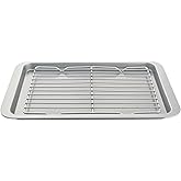 Proigtz 15" x 10" Nonstick Baking Pan with Wire Rack, Carbon Steel Cookie Sheet and Stainless Steel Cooling Rack, Oven Safe C