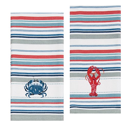 Kay Dee Designs Lobster & Crab Stripe Embroidered Towel Set