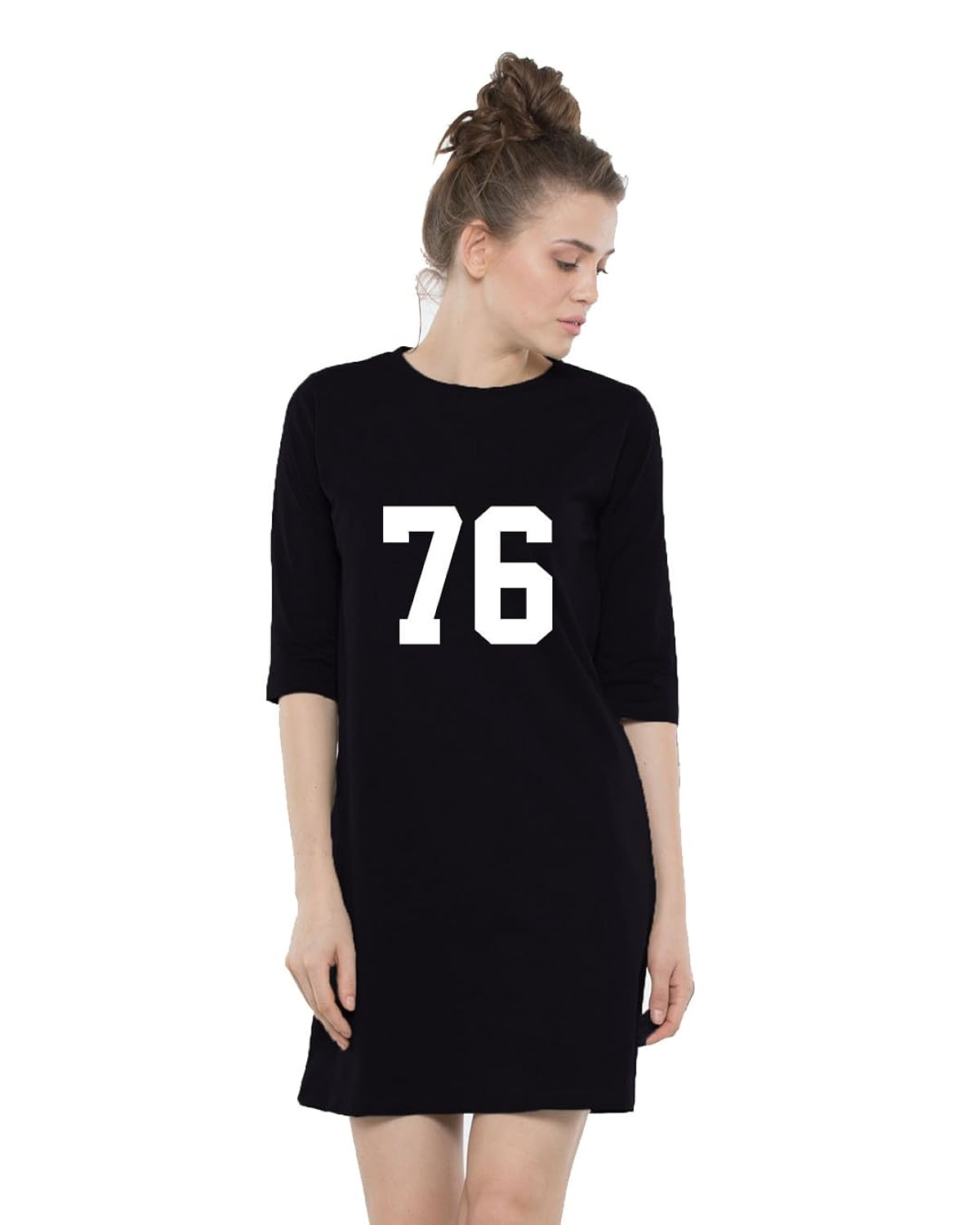 melcom 76 printed women's cotton 3/4 sleeves t-shirt dress