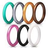 ThunderFit Women's Thin and Stackable Silicone Rings Wedding Bands - 7 Pack