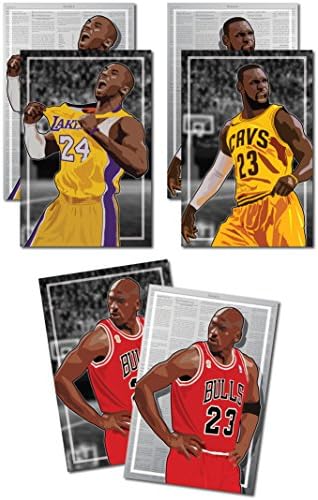 3 Posters of NBA G.O.A.T. - Michael Jordan, Kobe Bryant, LeBron James Art Prints - Buy 1 Get 2 Free, 3 total prints (2-sided) (2-sided) (Large Set - 18"x24")