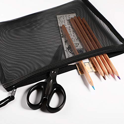 image for Norme 10 Pieces Black Mesh Bags Makeup Bags Cosmetic Travel Organizer 