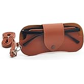 Xylionme Soft Leather Sunglasses case, Sunglass Holder with Lanyard, Eyeglasses case, Portable Sunglasses Bag