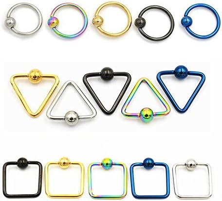 SummShine 5 PCS 16G 10mm Stainless Steel CBR Ring Body Piercing Earring Hoop Rings for Nose Helix Tragus Ear Lobe (Set 3 Styles (15pcs))