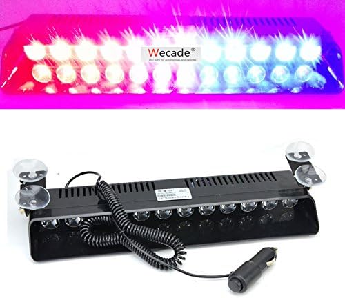 WecadeÃ?® 12w 12 Leds Car Truck Emergency Strobe Flash Light Windshield Warning Light (Red/Blue) by wecade