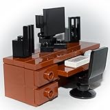 LEGO Furniture: Computer Desk (Brown) - Desk, Monitor, Speakers, Chair, Keyboard & Mouse
