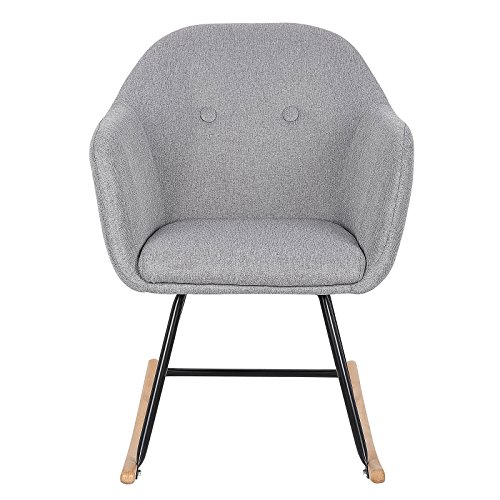 WOLTU-SKS04hgr-Sedia-a-Dondolo-Poltrona-Relax-con-Schienale-Braccioli-in-Tessuto-di-Lino-Grigio-Chiaro