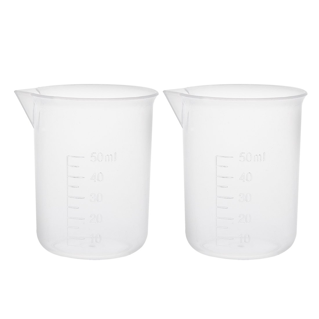 sourcingmap Measuring Cup 50ml PP Plastic Graduated Beaker Transparent for Lab Kitchen liquids 2pcs